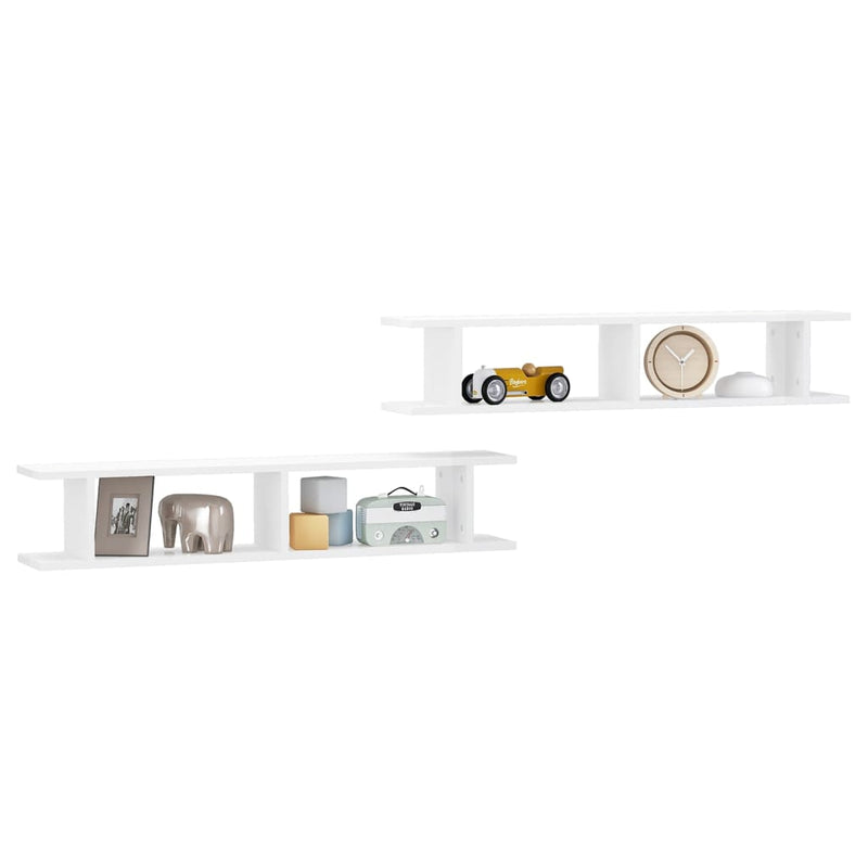 Wall Shelves 2 pcs High Gloss White 105x18x20cm Engineered Wood Payday Deals