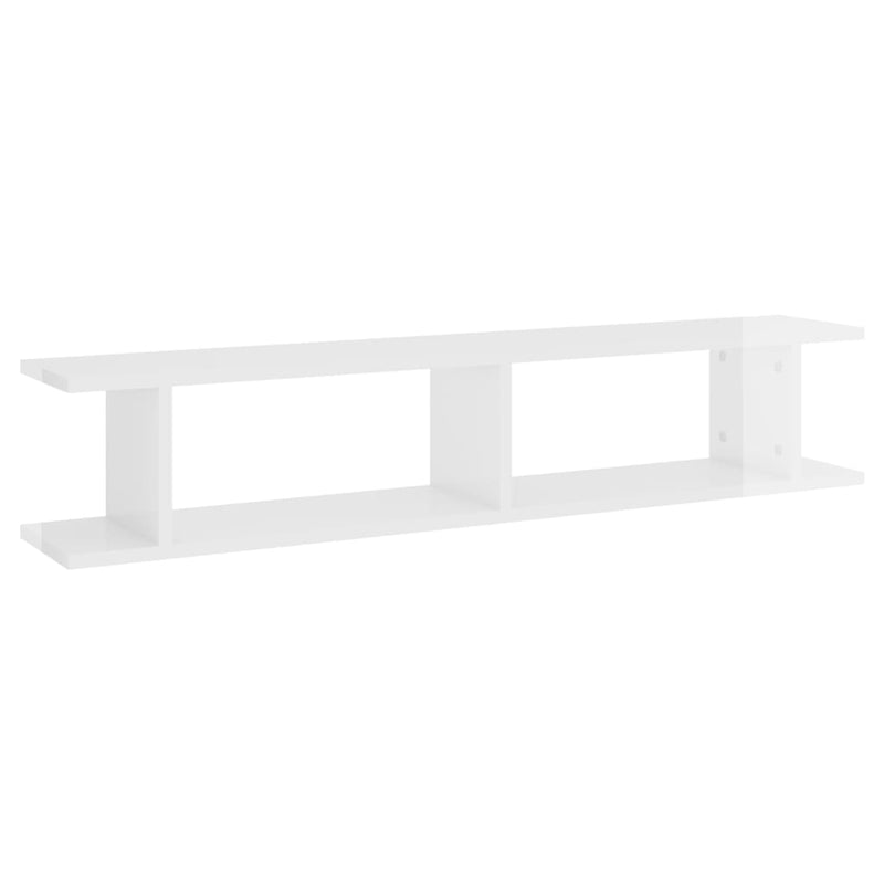 Wall Shelves 2 pcs High Gloss White 105x18x20cm Engineered Wood Payday Deals