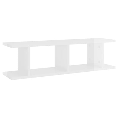 Wall Shelves 2 pcs High Gloss White 75x18x20 cm Engineered Wood Payday Deals