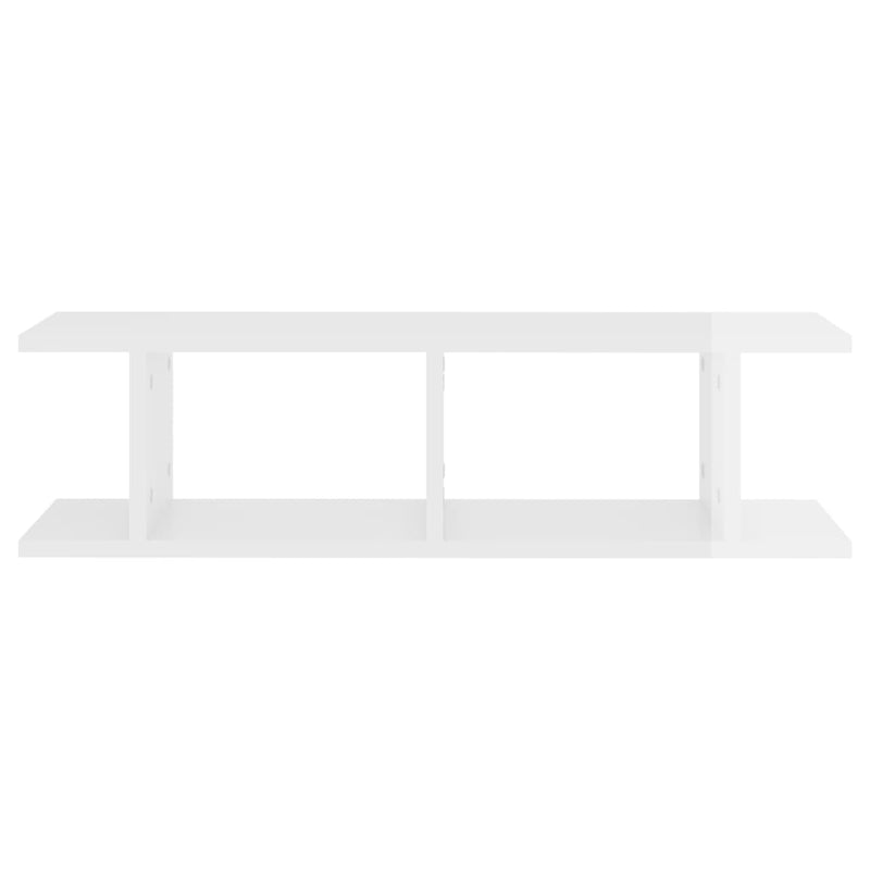 Wall Shelves 2 pcs High Gloss White 75x18x20 cm Engineered Wood Payday Deals