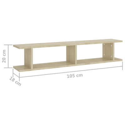 Wall Shelves 2 pcs Sonoma Oak 105x18x20 cm Engineered Wood Payday Deals