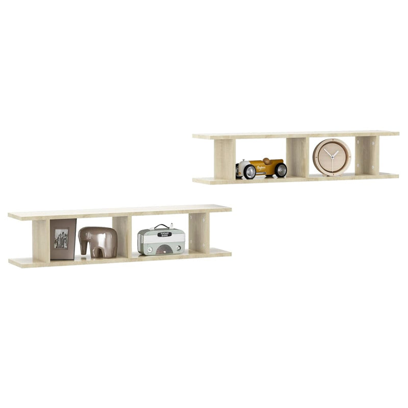 Wall Shelves 2 pcs Sonoma Oak 90x18x20 cm Engineered Wood Payday Deals