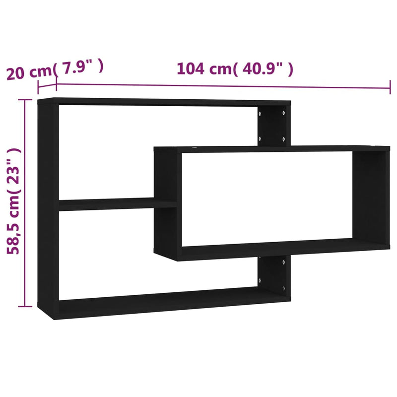 Wall Shelves Black 104x20x58.5 cm Engineered Wood Payday Deals