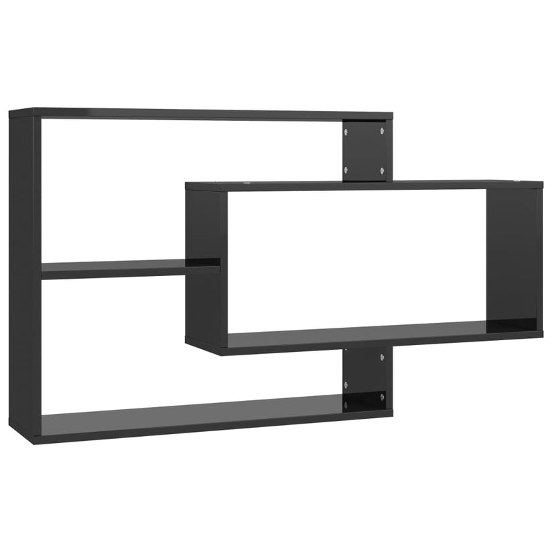 Wall Shelves High Gloss Black 104x20x58.5 cm Engineered Wood Payday Deals