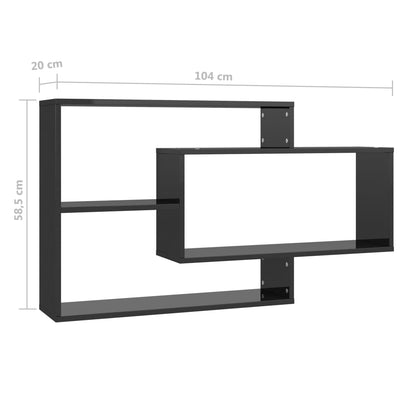 Wall Shelves High Gloss Black 104x20x58.5 cm Engineered Wood Payday Deals