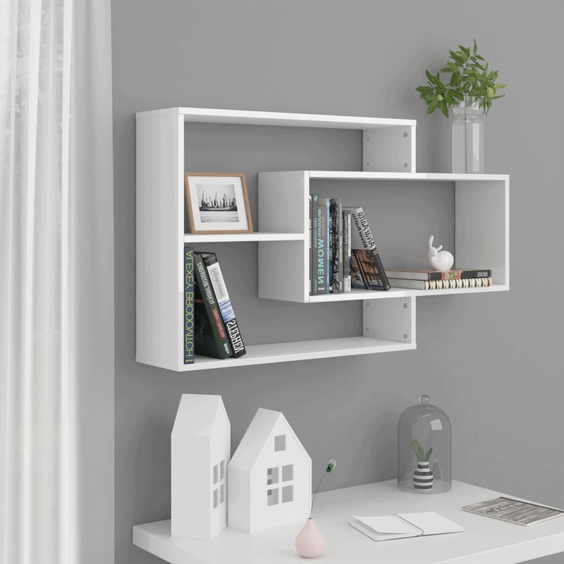 Wall Shelves High Gloss White 104x20x58.5 cm Engineered Wood Payday Deals