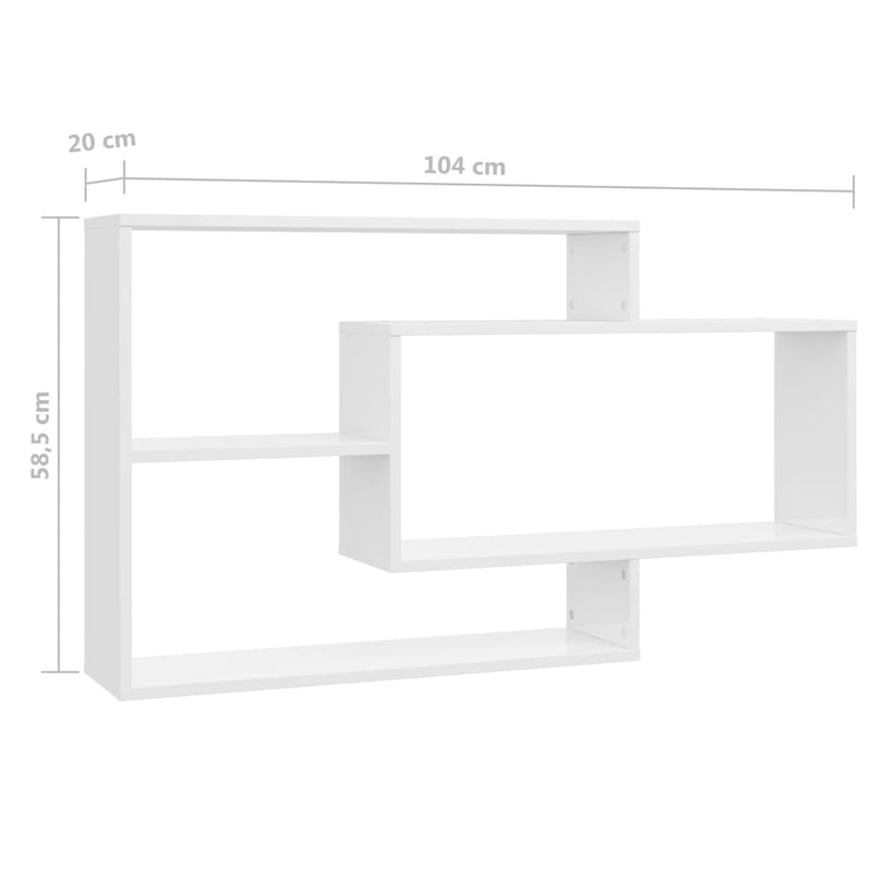 Wall Shelves High Gloss White 104x20x58.5 cm Engineered Wood Payday Deals