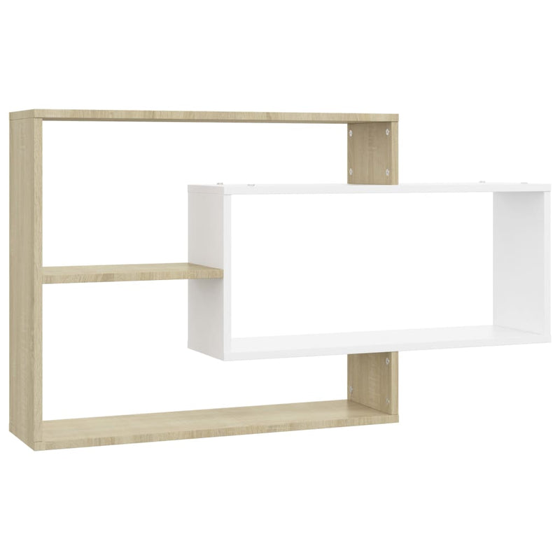 Wall Shelves White and Sonoma Oak 104x20x58.5 cm Engineered Wood Payday Deals