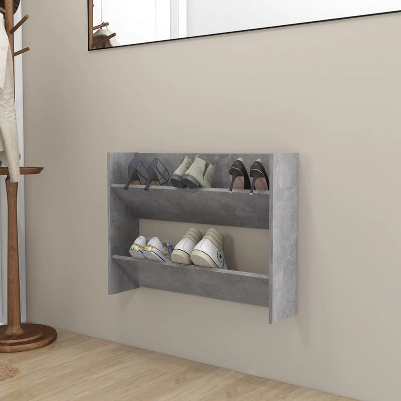 Wall Shoe Cabinet Concrete Grey 80x18x60 cm Engineered Wood Payday Deals