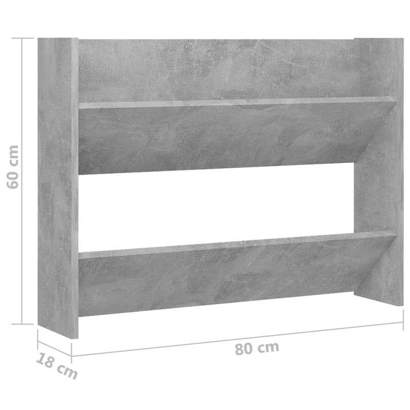 Wall Shoe Cabinet Concrete Grey 80x18x60 cm Engineered Wood Payday Deals