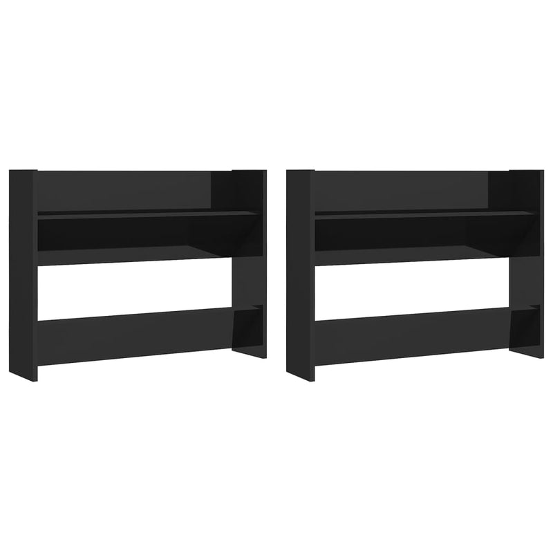 Wall Shoe Cabinets 2 pcs High Gloss Black 80x18x60 cm Engineered Wood Payday Deals