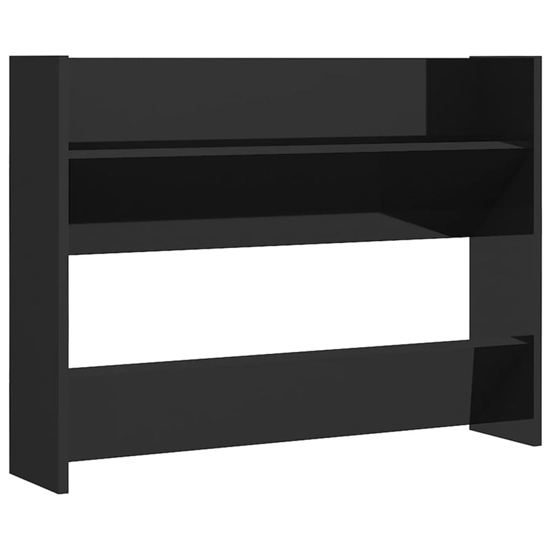 Wall Shoe Cabinets 2 pcs High Gloss Black 80x18x60 cm Engineered Wood Payday Deals