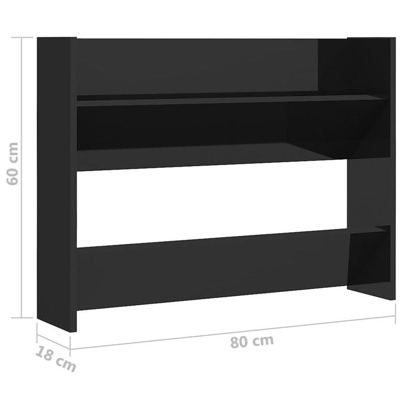 Wall Shoe Cabinets 2 pcs High Gloss Black 80x18x60 cm Engineered Wood Payday Deals