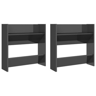 Wall Shoe Cabinets 2 pcs High Gloss Grey 60x18x60 cm Engineered Wood Payday Deals