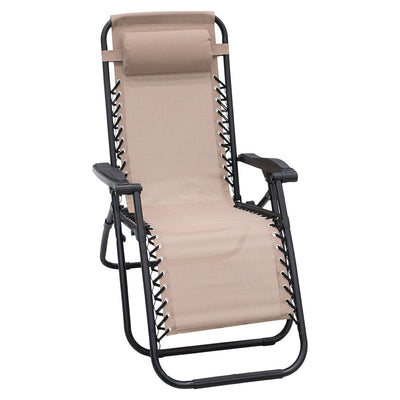 Wallaroo Zero Gravity Reclining Deck Lounge Sun Beach Chair Outdoor Folding Camping - Beige Payday Deals