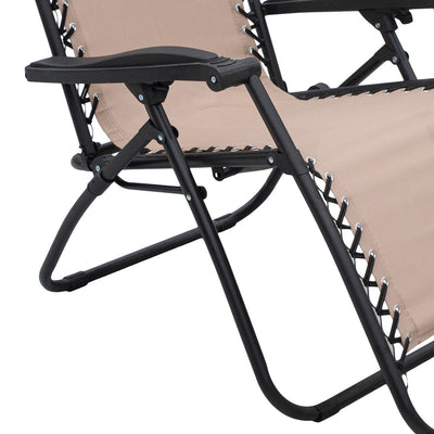 Wallaroo Zero Gravity Reclining Deck Lounge Sun Beach Chair Outdoor Folding Camping - Beige Payday Deals