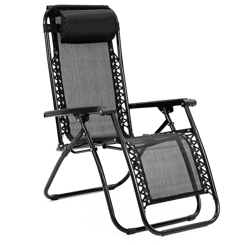 Wallaroo Zero Gravity Reclining Deck Lounge Sun Beach Chair Outdoor Folding Camping - Black Payday Deals