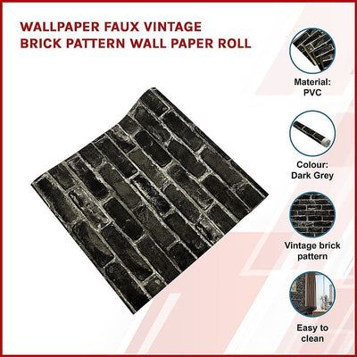 Wallpaper Faux Vintage Brick Pattern Wall Paper Roll Payday Deals