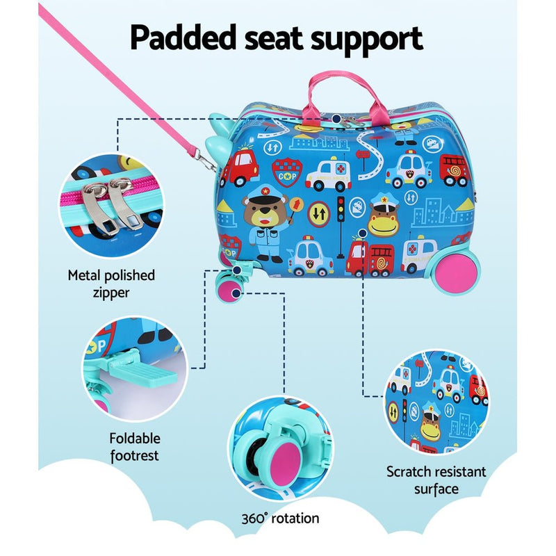 Wanderlite 17" Kids Ride On Luggage Children Suitcase Trolley Travel Car Payday Deals