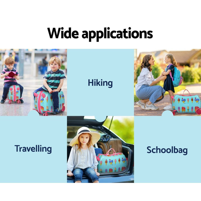 Wanderlite 17" Kids Ride On Luggage Children Suitcase Trolley Travel Ice Cream Payday Deals