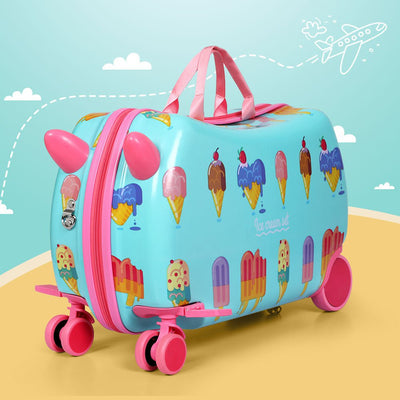 Wanderlite 17" Kids Ride On Luggage Children Suitcase Trolley Travel Ice Cream Payday Deals