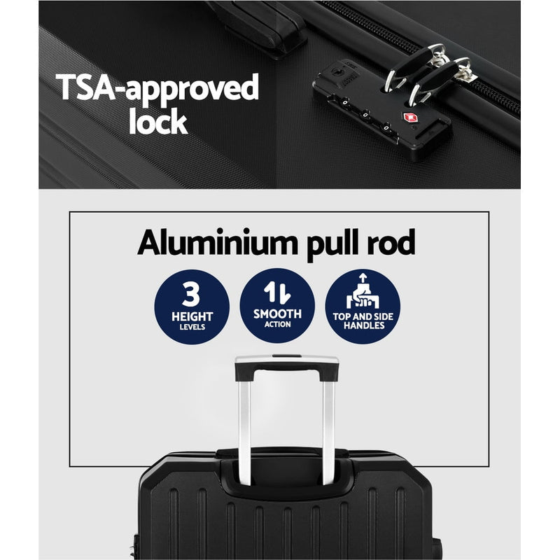 Wanderlite 28" 75cm Luggage Trolley Travel Suitcase Carry On Storage TSA Hardshell Black Payday Deals
