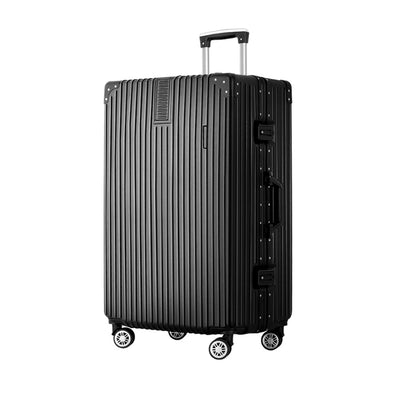 Wanderlite 28" Luggage Trolley Travel Suitcase Set TSA Hard Case Lightweight Aluminum Black Payday Deals