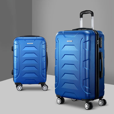 Wanderlite 2pc Luggage Travel Sets Suitcase Trolley TSA Lock Bonus Blue Payday Deals