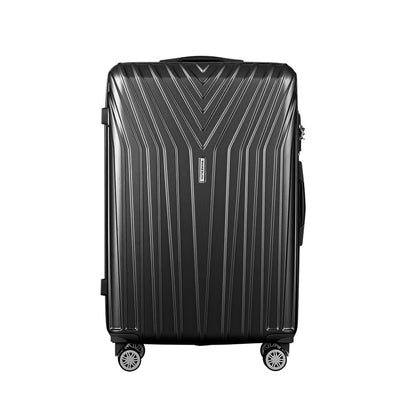 Wanderlite 3pc Luggage 20'' 24'' 28'' Trolley Suitcase Sets Travel TSA Hard Case Lightweight Black Payday Deals