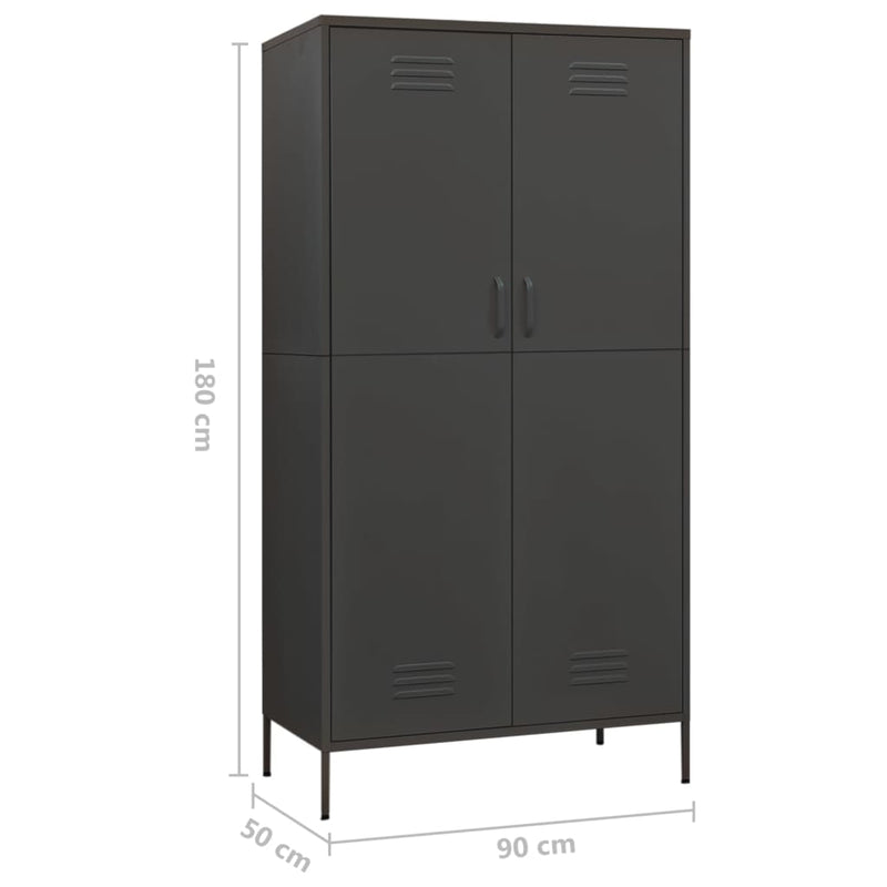 Wardrobe Anthracite 90x50x180 cm Steel Payday Deals