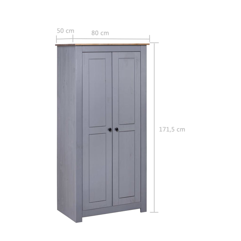 Wardrobe Grey 80x50x171.5 cm Solid Pine Panama Range Payday Deals