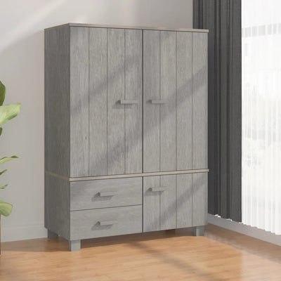 Wardrobe Light Grey 99x45x137 cm Solid Wood Pine Payday Deals