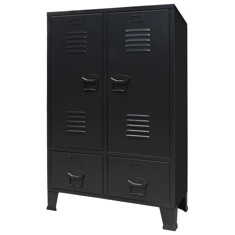 Wardrobe Metal Industrial Style 67x35x107 cm Black Payday Deals