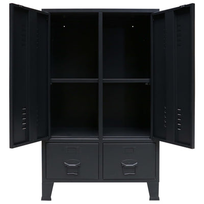 Wardrobe Metal Industrial Style 67x35x107 cm Black Payday Deals