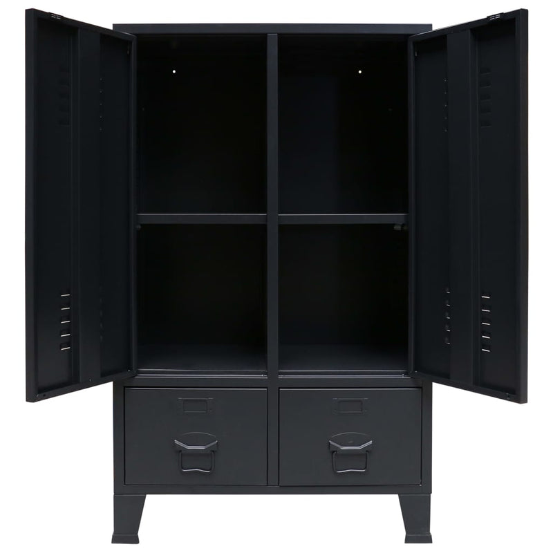 Wardrobe Metal Industrial Style 67x35x107 cm Black Payday Deals