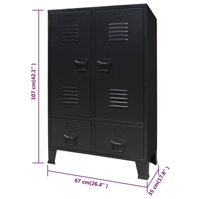 Wardrobe Metal Industrial Style 67x35x107 cm Black Payday Deals