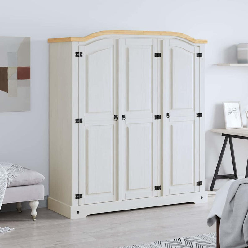 Wardrobe Mexican Pine Corona Range 3 Doors White Payday Deals