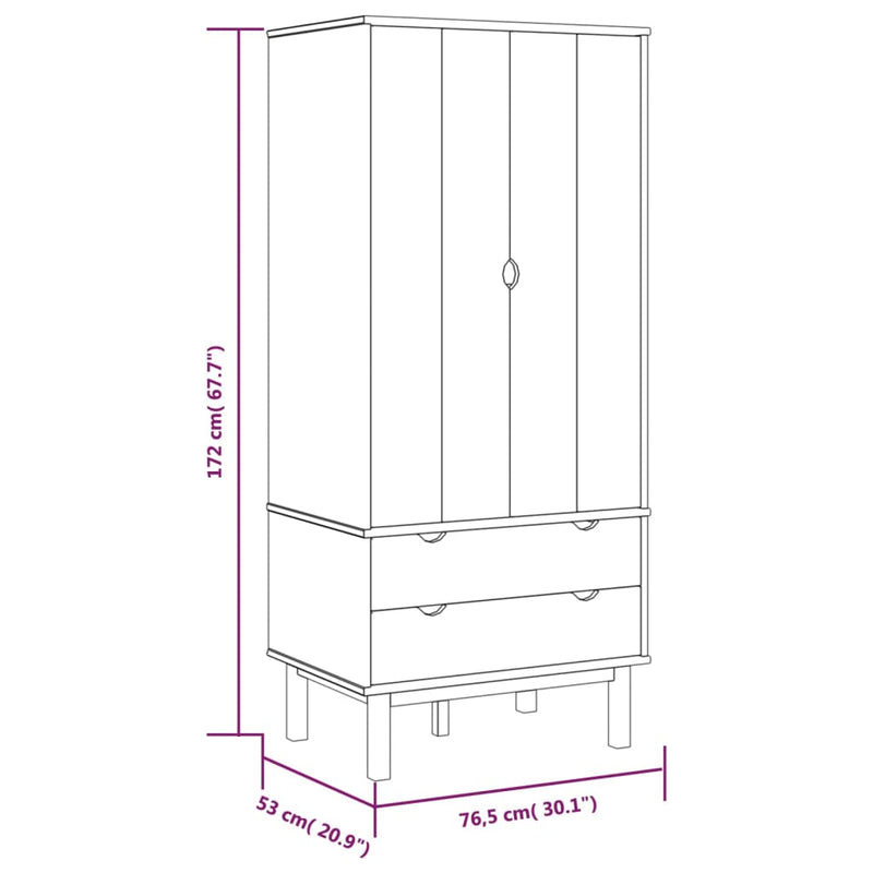 Wardrobe OTTA 76.5x53x172 cm Solid Wood Pine Payday Deals