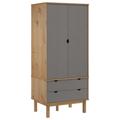 Wardrobe OTTA Brown and Grey 76.5x53x172 cm Solid Wood Pine Payday Deals