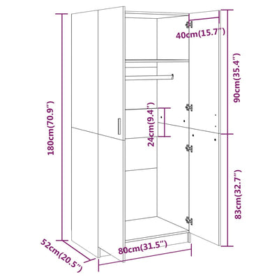 Wardrobe Smoked Oak 80x52x180 cm Engineered Wood Payday Deals