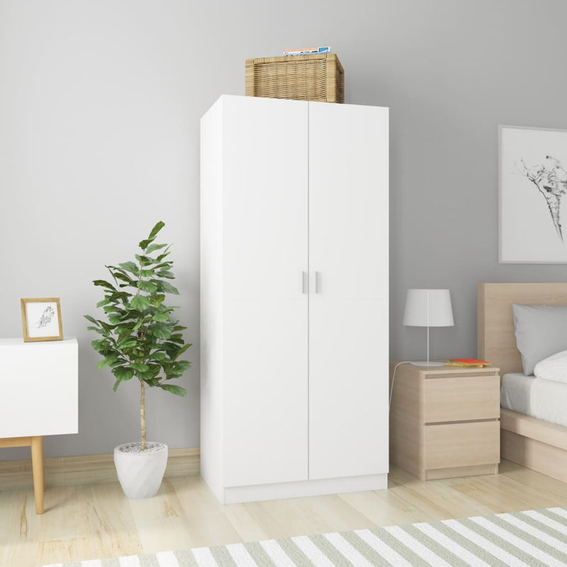 Wardrobe White 80x52x180 cm Engineered Wood Payday Deals