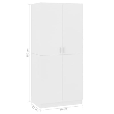 Wardrobe White 80x52x180 cm Engineered Wood Payday Deals