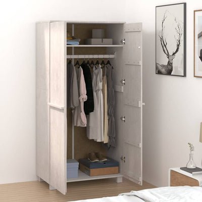 Wardrobe White 89x50x180 cm Solid Wood Pine Payday Deals