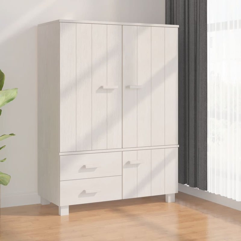 Wardrobe White 99x45x137 cm Solid Wood Pine Payday Deals