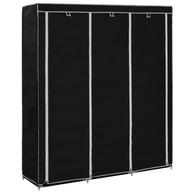 Wardrobe with Compartments and Rods Black 150x45x175 cm Fabric Payday Deals