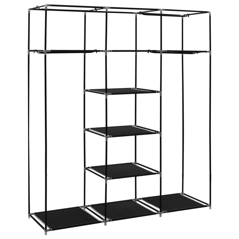 Wardrobe with Compartments and Rods Black 150x45x175 cm Fabric Payday Deals