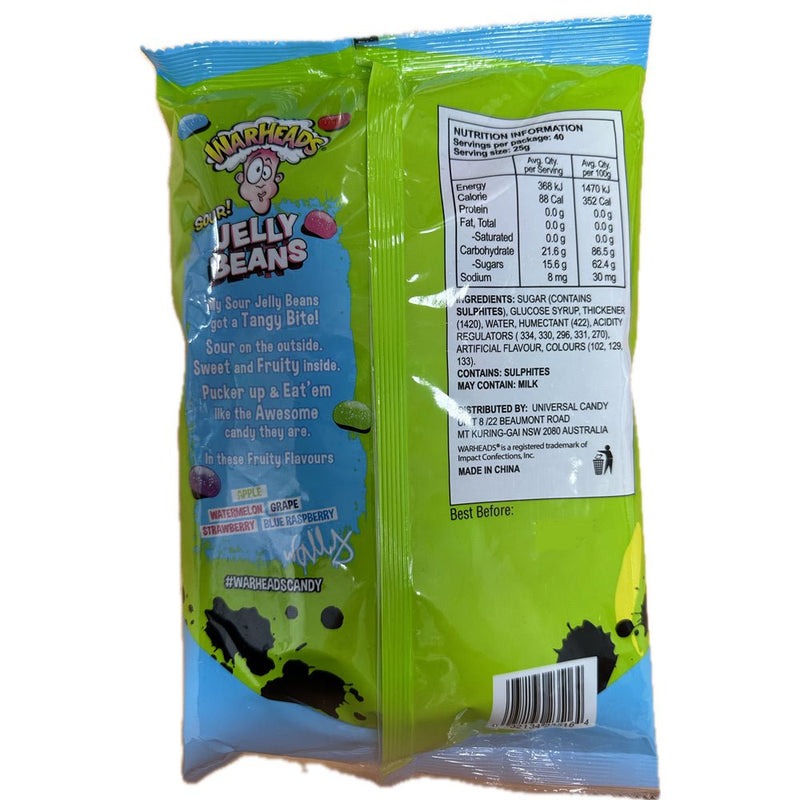 Warheads Sour Jelly Beans 1kg Bag Family Pack Lollies Favourites Payday Deals