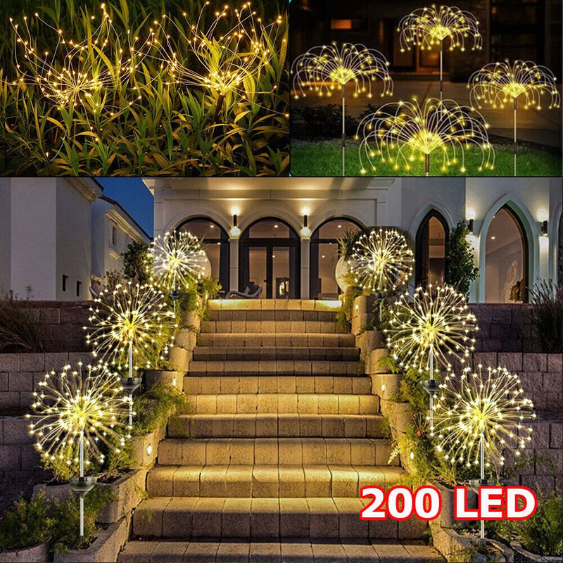 Warm White Fireworks 200 LEDS Fairy String Lights Starburst Solar Xmas Garden Night Lamp Hot NEW Payday Deals