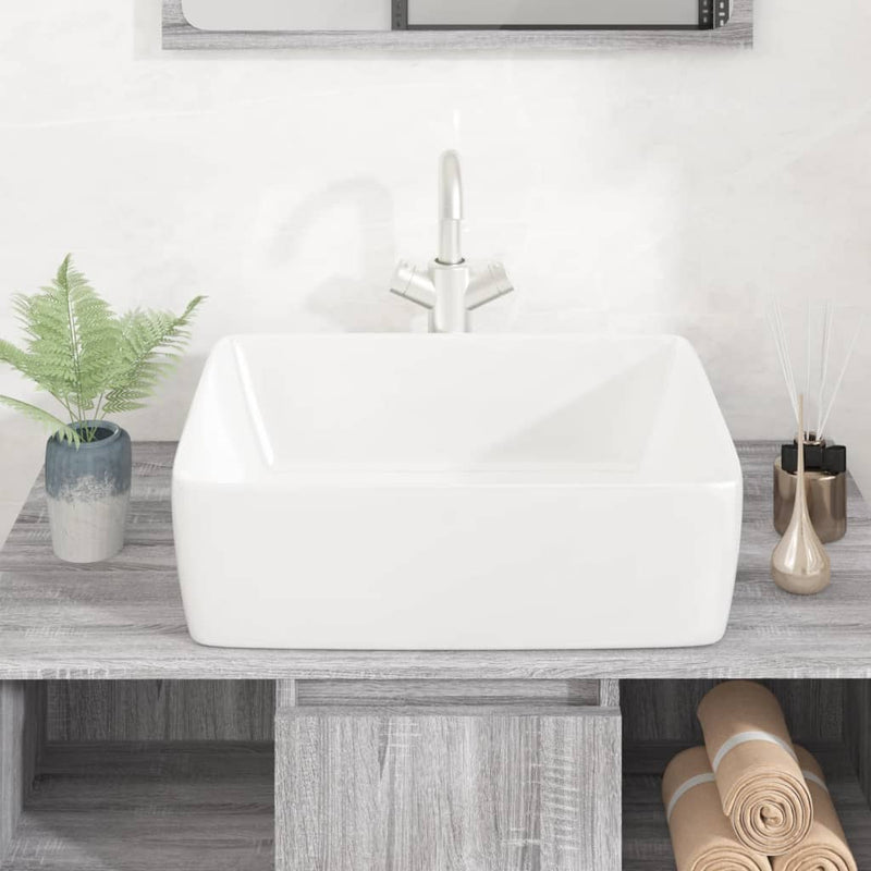 Wash Basin White 48x37x13 cm Ceramic Rectangle Payday Deals