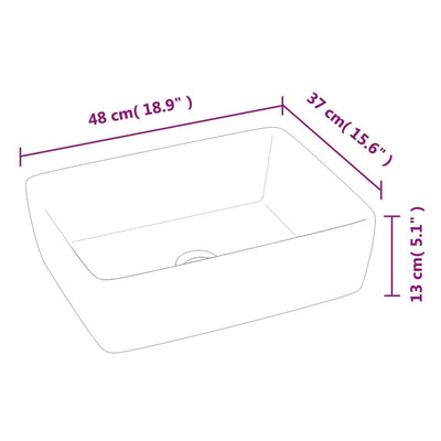 Wash Basin White 48x37x13 cm Ceramic Rectangle Payday Deals
